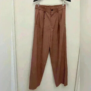 ZARA Women's Trouser Pants High Waisted Pink Size S Pockets Elastic Waist NWOT